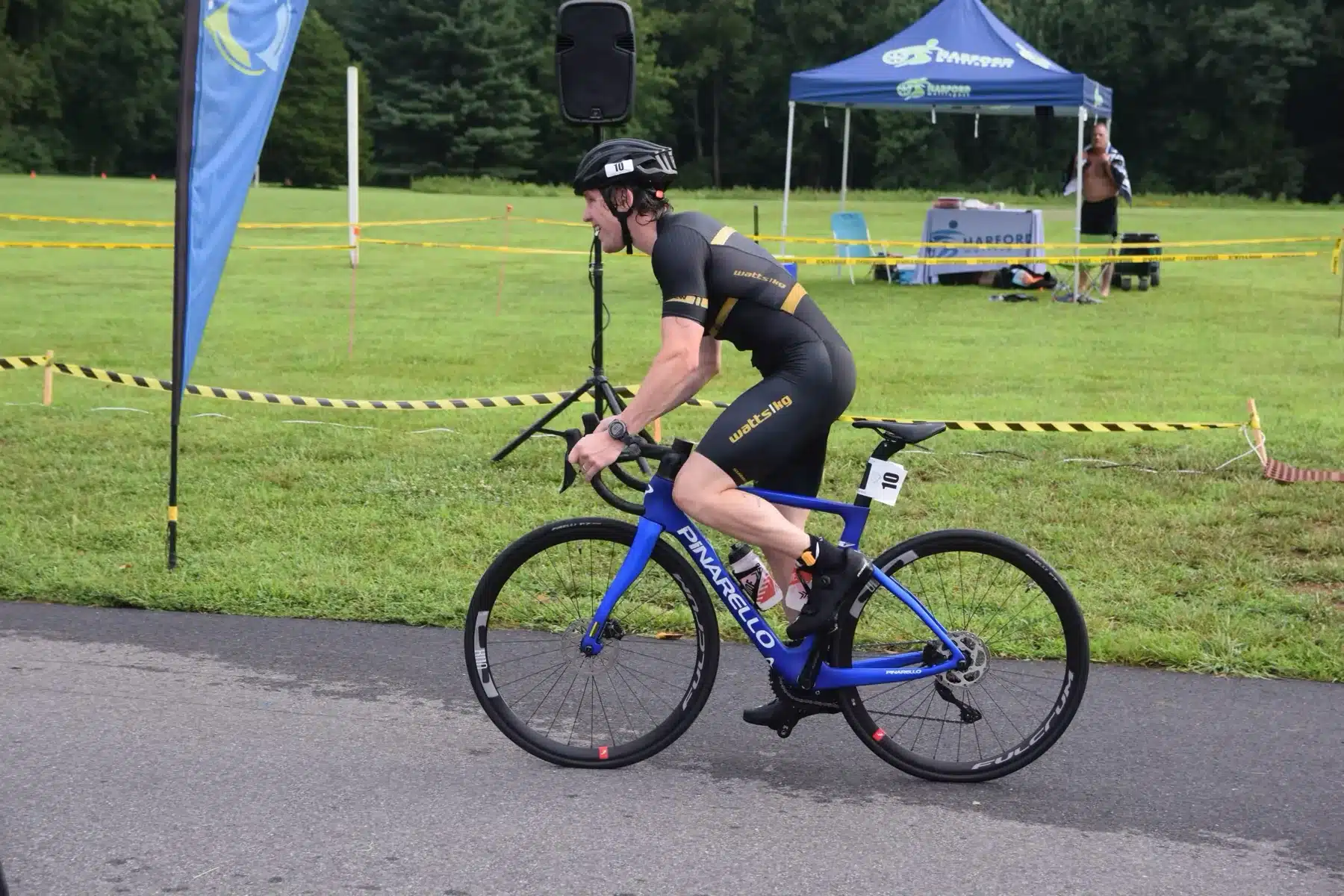Galen McNaughton cycling during a triathlon