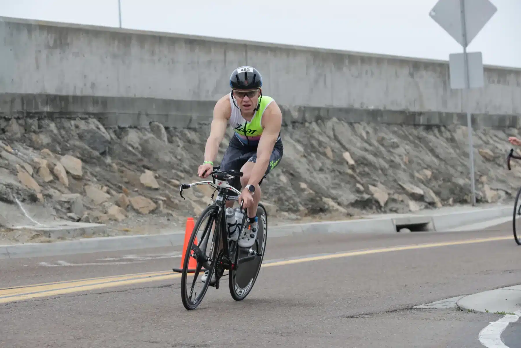 Galen McNaughton competing on a triathlon bike course